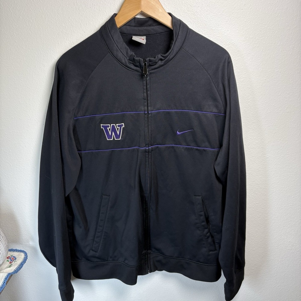 Nike University of Washington Men's Large Black UW Huskies Full Zip Jacket
